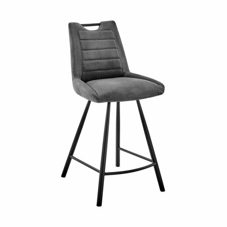 ARMEN LIVING 26 in. Arizona Counter Height Bar Stool in Charcoal Fabric & Black Finish LCAZBACH26